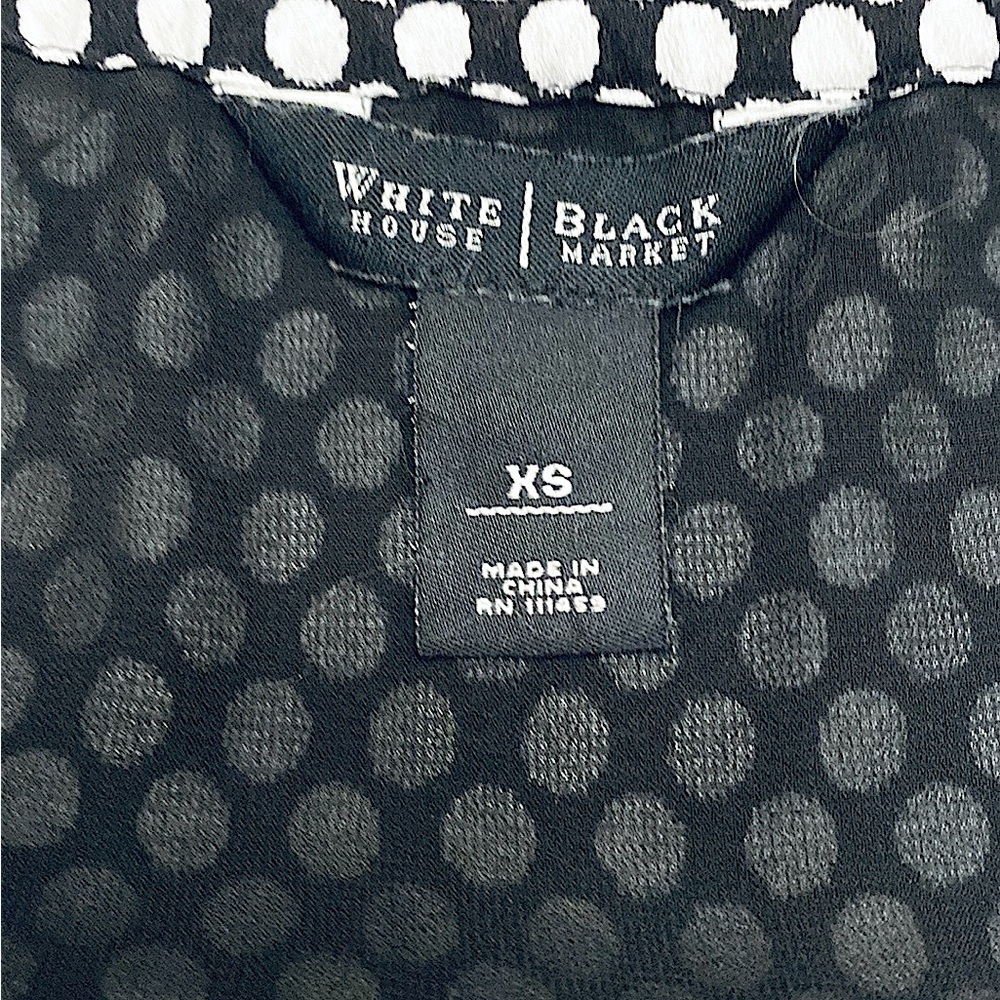 White House Black Market Black White Retro Polka Dot SZ XS Elegant Ruffle Dress - Picture 10 of 11